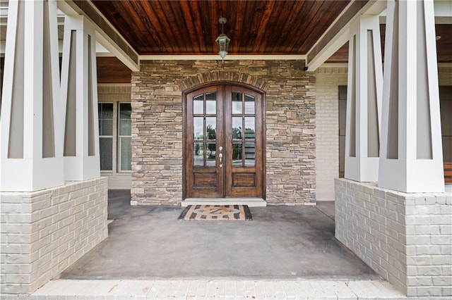 doorway to property with french doors