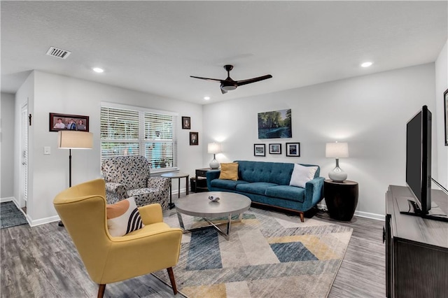 10804 Burlington Way N, Mobile, AL 36608 - living room with ceiling fan, wood finished floors, and recessed lighting
