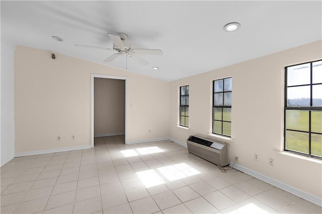 720 Grand Bay-Wilmer Rd N, Mobile, AL 36608 - empty room with a ceiling fan, baseboards, a wall unit AC, and recessed lighting