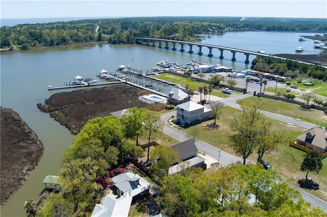 bird's eye view featuring a water view
