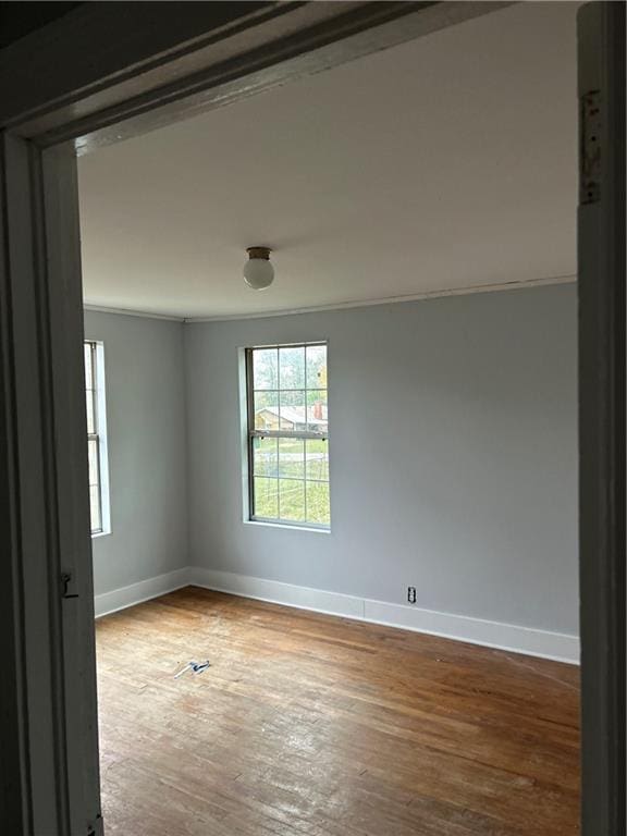 unfurnished room with wood-type flooring