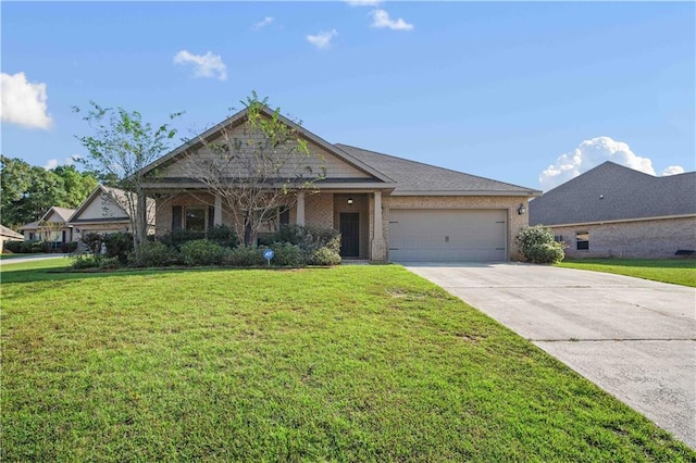 view of front facade featuring a front yard and a garage