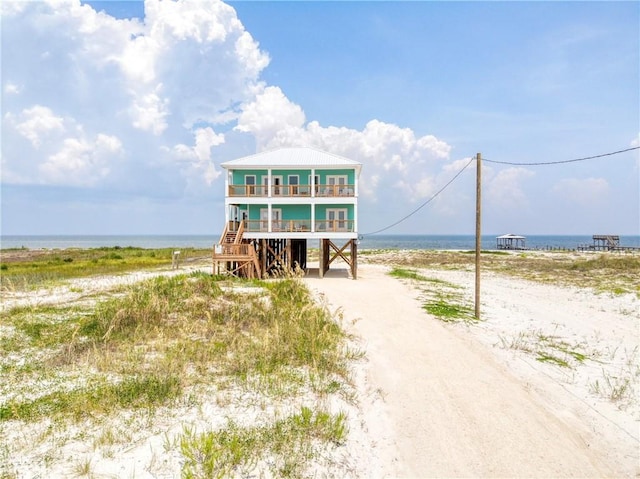 exterior space featuring a water view