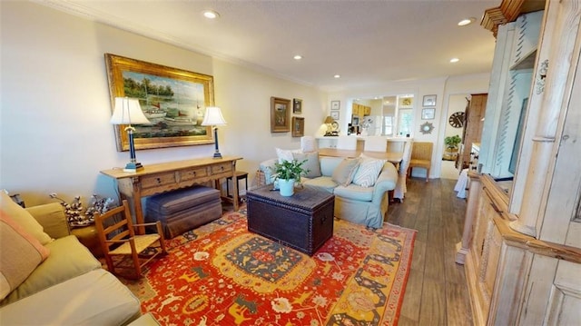 4009 Old Shell Rd Unit D13, Mobile, AL 36608 - living room featuring dark hardwood / wood-style floors and crown molding