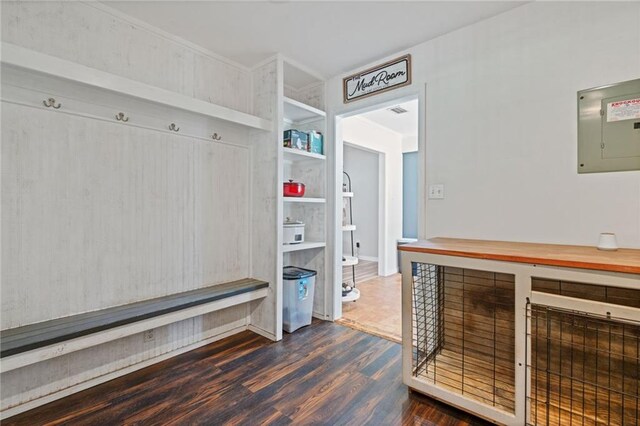 3420 Floyd Cir E, Semmes, AL 36575 - mudroom with electric panel and dark wood-style floors