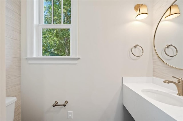 bathroom with toilet and vanity