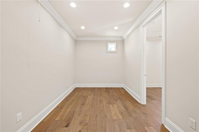 basement featuring light hardwood / wood-style floors