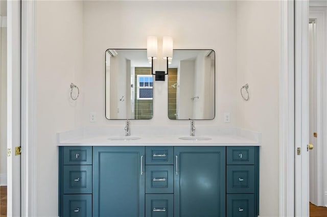 bathroom featuring wood-type flooring and vanity