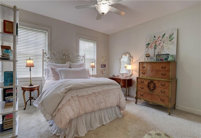 bedroom with carpet and ceiling fan