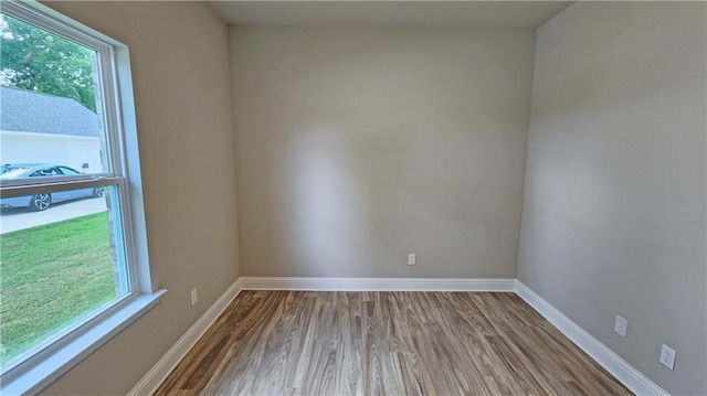 unfurnished room with wood-type flooring and plenty of natural light