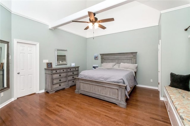 1509 Ridgeland Rd E, Mobile, AL 36695 - bedroom featuring wood finished floors, beamed ceiling, and a ceiling fan