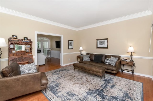 1509 Ridgeland Rd E, Mobile, AL 36695 - living room featuring crown molding and wood finished floors