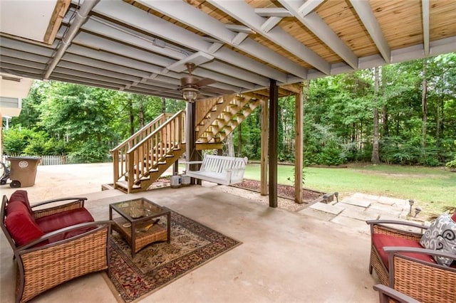 1509 Ridgeland Rd E, Mobile, AL 36695 - view of patio featuring stairway and ceiling fan