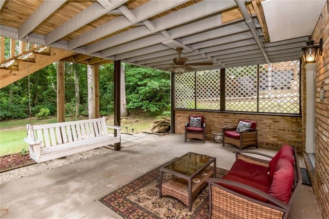1509 Ridgeland Rd E, Mobile, AL 36695 - view of patio / terrace featuring an outdoor living space and a ceiling fan