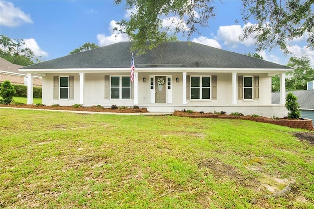 1115 Newbury Ln W, Mobile, AL 36695 - ranch-style house featuring brick siding, a porch, and a front yard