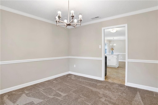 1115 Newbury Ln W, Mobile, AL 36695 - unfurnished room featuring a chandelier, light carpet, and crown molding