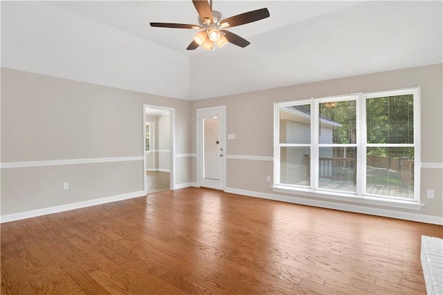 1115 Newbury Ln W, Mobile, AL 36695 - unfurnished room featuring wood finished floors, ceiling fan, and vaulted ceiling