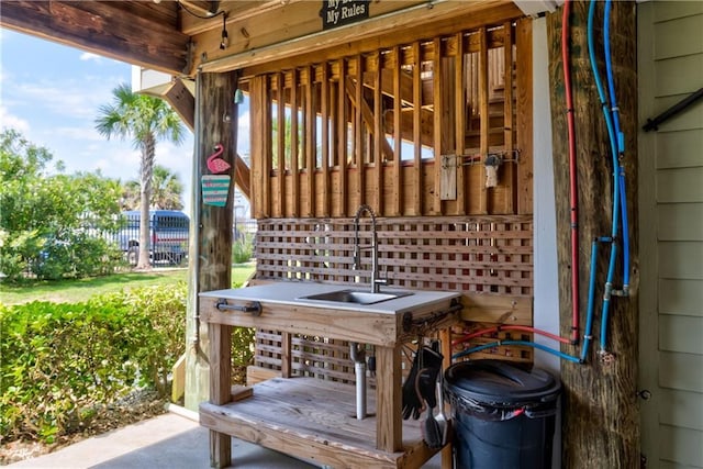 view of patio featuring a sink