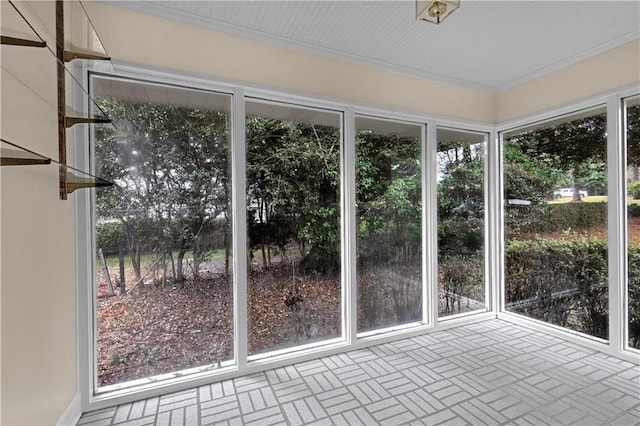 view of unfurnished sunroom