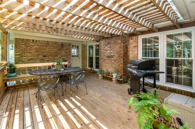 258 Suffolk Rd, Mobile, AL 36608 - wooden deck featuring a pergola, outdoor dining area, and a grill