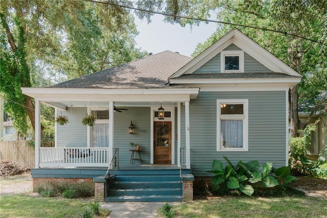 1311 Chamberlain Ave, Mobile, AL 36604 - view of front of home featuring a porch, ceiling fan, and roof with shingles