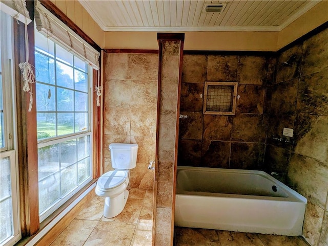 1151 Navco Rd, Mobile, AL 36605 - full bath featuring toilet, shower / tub combination, crown molding, and wooden ceiling
