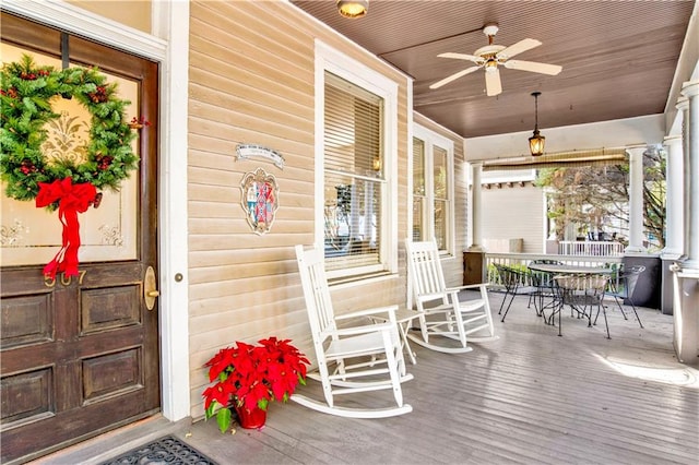 wooden deck with covered porch