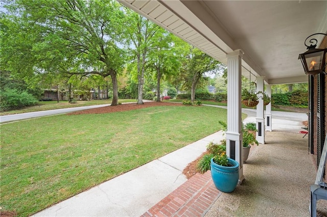 view of yard with a porch