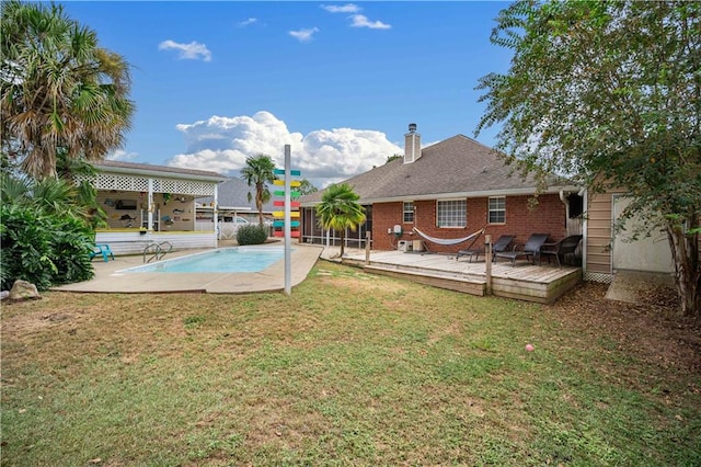 exterior space featuring a pool side deck