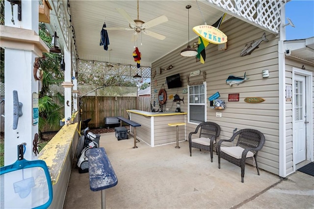 view of patio / terrace with ceiling fan