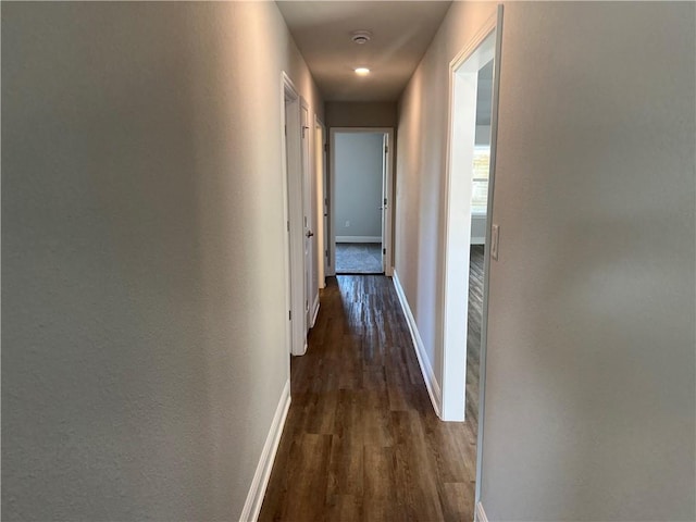 hallway featuring dark hardwood / wood-style floors