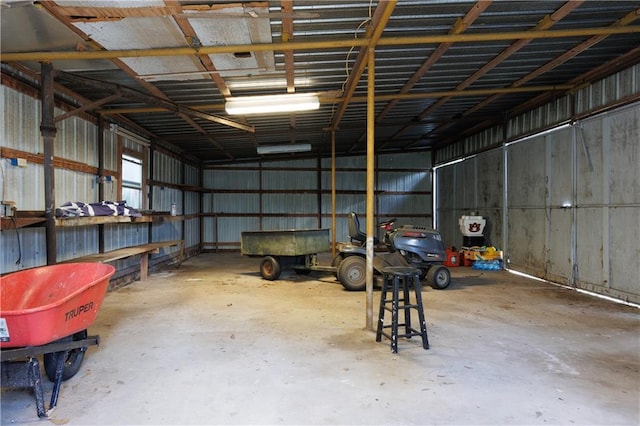 garage featuring metal wall