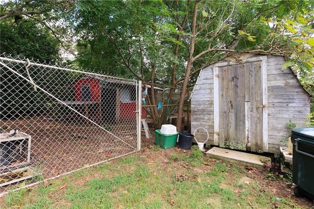 exterior space with an outbuilding