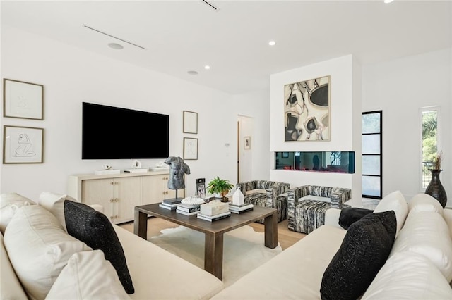 living room featuring light hardwood / wood-style flooring