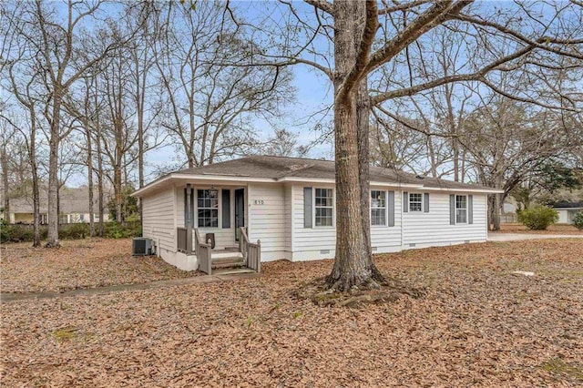 ranch-style home featuring cooling unit