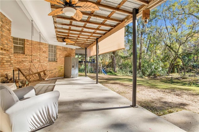 view of patio / terrace featuring outdoor lounge area and ceiling fan