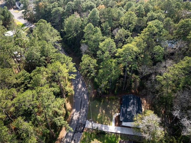 aerial view with a wooded view