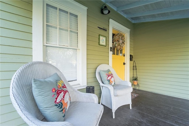 wooden deck with covered porch