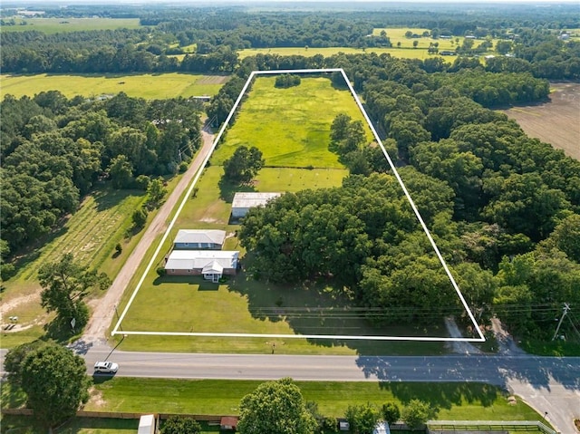 aerial view featuring a rural view