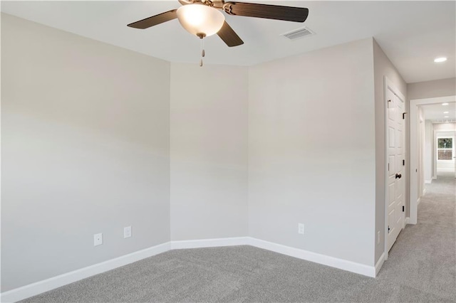 916 Mccay Ave, Mobile, AL 36609 - spare room featuring ceiling fan, light carpet, and recessed lighting