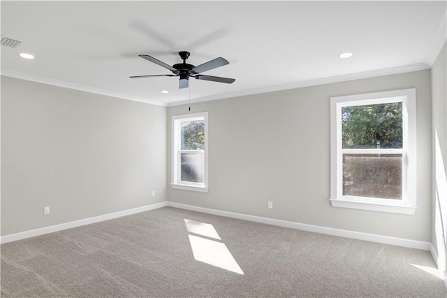 916 Mccay Ave, Mobile, AL 36609 - unfurnished room featuring ornamental molding, recessed lighting, carpet, and a ceiling fan