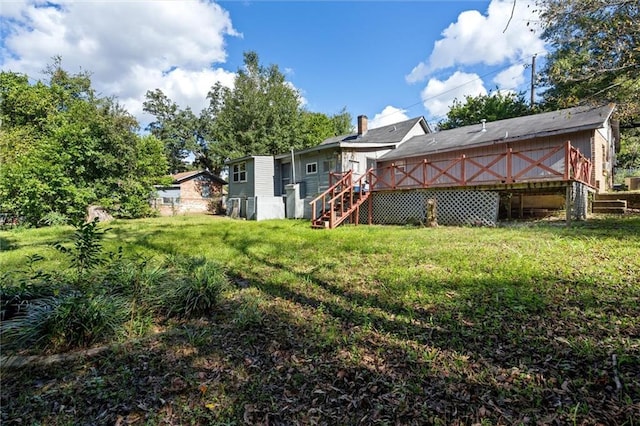 rear view of house with a lawn