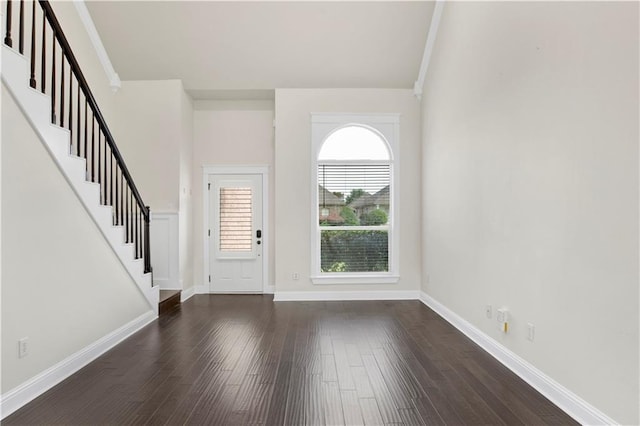 entrance foyer featuring dark wood-type flooring