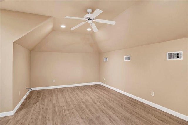 3245 Mcrae Dr, Mobile, AL 36695 - bonus room featuring recessed lighting, vaulted ceiling, ceiling fan, and wood finished floors