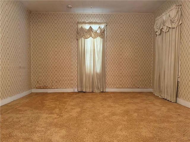 spare room featuring light colored carpet