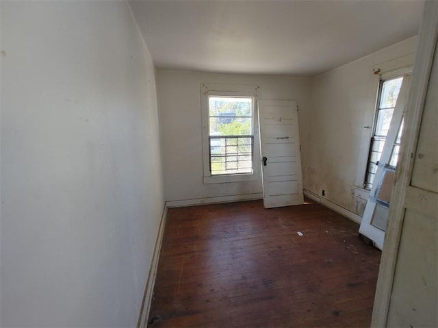 spare room with dark hardwood / wood-style floors