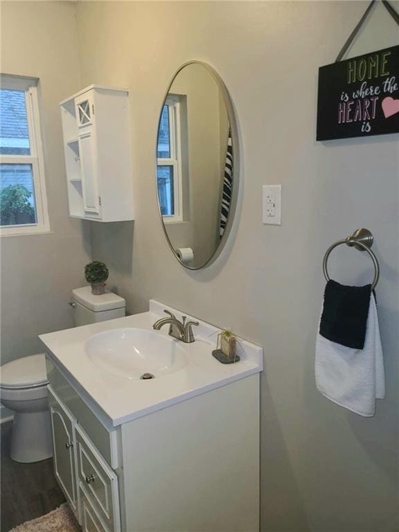 165 Stephens St, Mobile, AL 36606 - bathroom with toilet, vanity, and wood finished floors