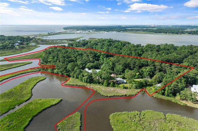 2100 River Forest Rd, Mobile, AL 36605 - aerial view of property's location with a nearby body of water and property parcel outlined