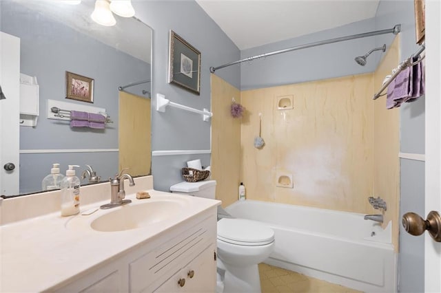 full bathroom with vanity, toilet, and shower / bath combination