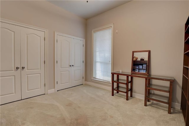 view of carpeted home office